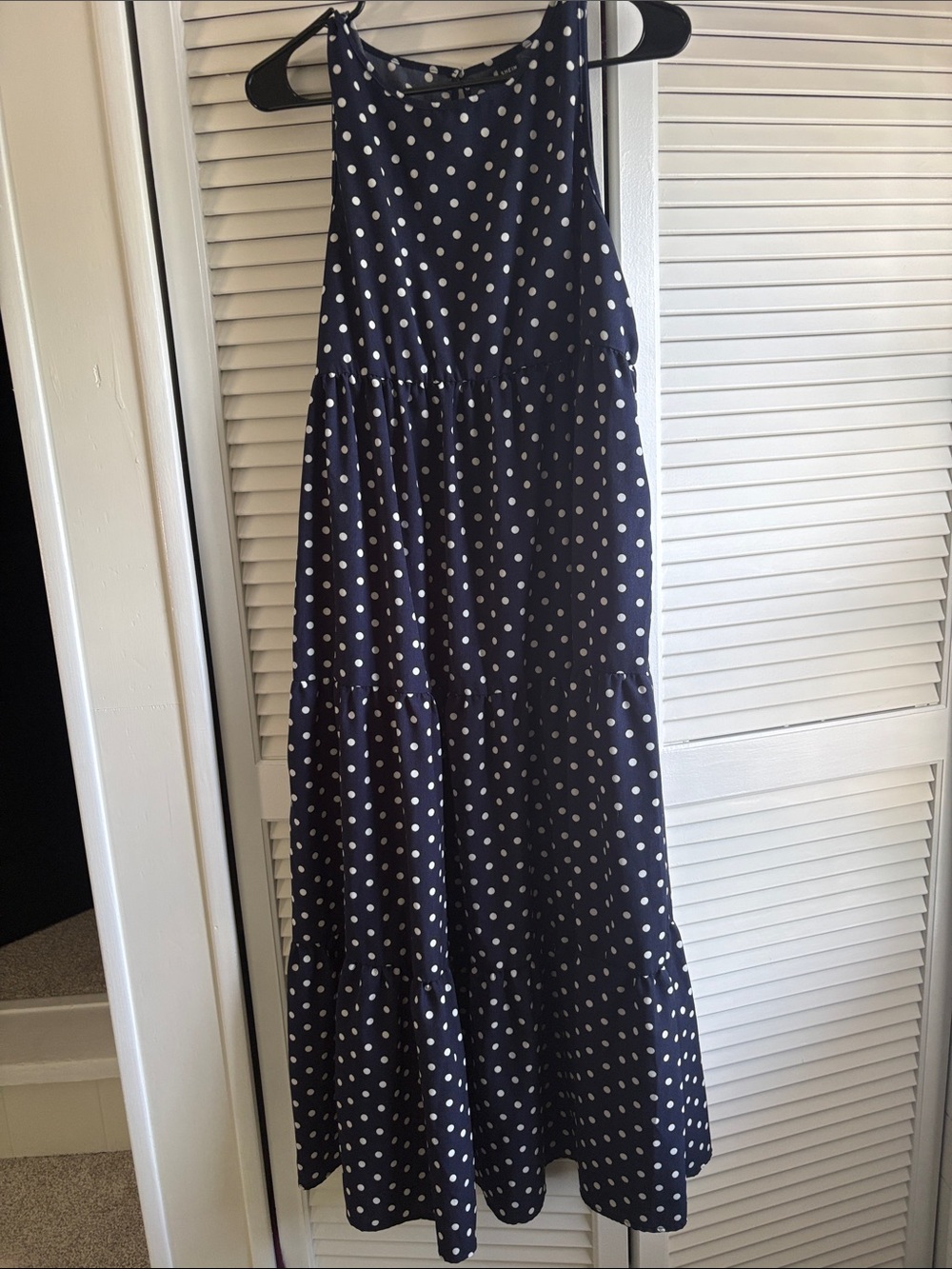 SHEIN Navy and White Polka Dot Maxi Dress